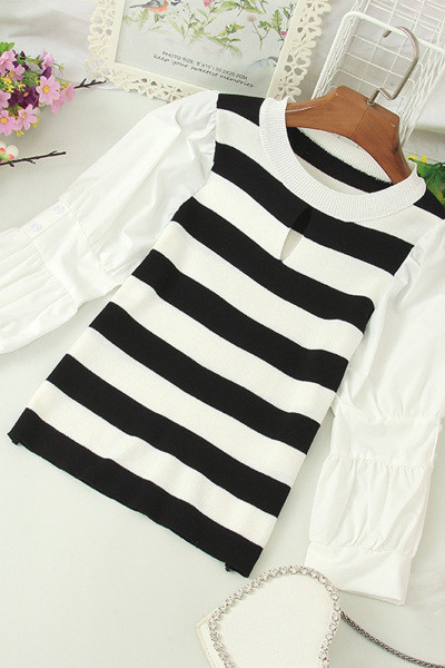 Sieviešu ikdienas blūze ar ovālu kakla izgriezumu un 3/4 piedurknēm