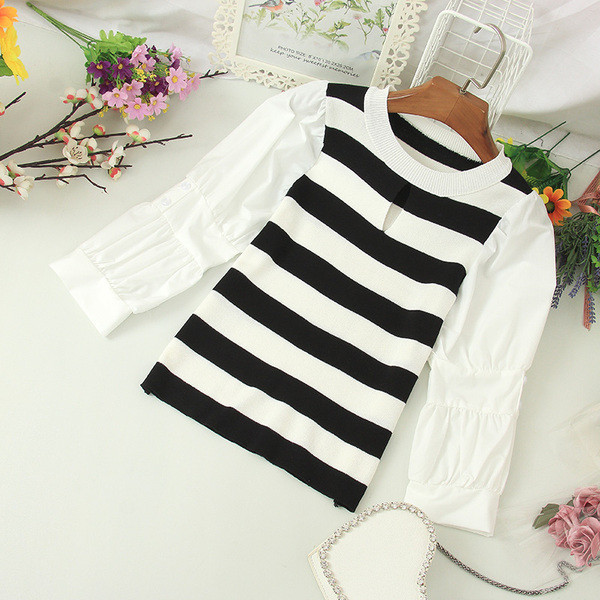 Sieviešu ikdienas blūze ar ovālu kakla izgriezumu un 3/4 piedurknēm