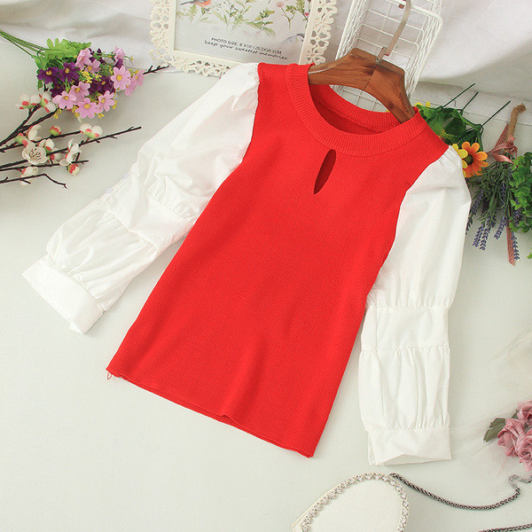 Sieviešu ikdienas blūze ar ovālu kakla izgriezumu un 3/4 piedurknēm