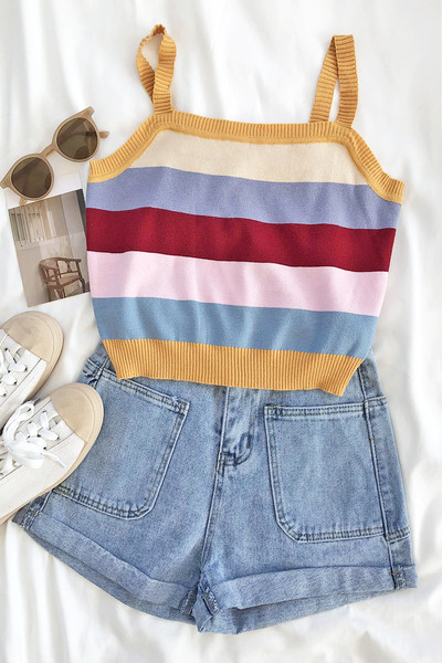 Įvairiaspalvis moteriškas dryžuotas apatinis trikotažas