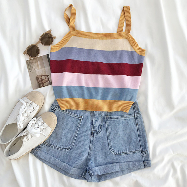 Įvairiaspalvis moteriškas dryžuotas apatinis trikotažas