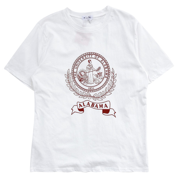 Tricou alb de dama cu decolteu oval si imprimeu