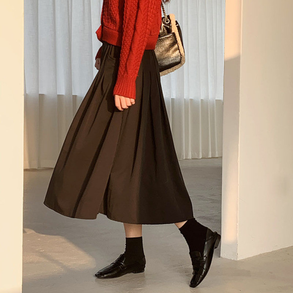 Retro sieviešu svārki ar elastīgu augstu vidukli un kabatām