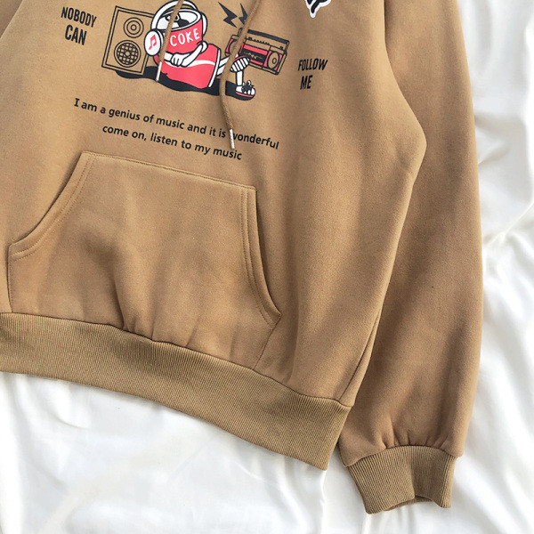 Καθημερινό γυναικείο φούτερ με εκτύπωση, κουκούλα και τσέπη