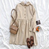 Ρέτρο στυλ γυναικείο φόρεμα με κλασικό γιακά και κουμπιά