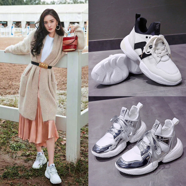 Καθημερινά γυναικεία παπούτσια με κορδόνια και τραχιά σόλες