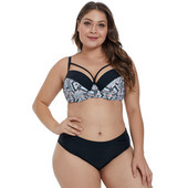 Sieviešu divdaļīgs peldkostīms melnā krāsā - liela izmēra