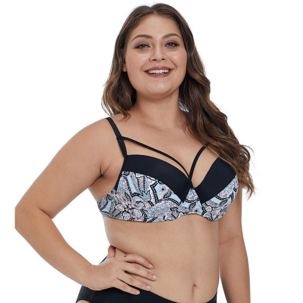 Sieviešu divdaļīgs peldkostīms melnā krāsā - liela izmēra