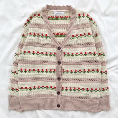 Casual γυναικεία ζακέτα με κουμπιά και κεντήματα