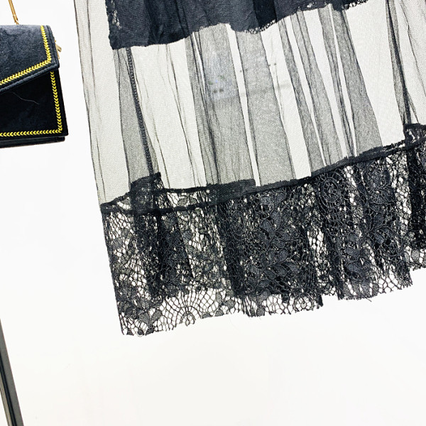 Fusta de dama moderna din dantela - A-line cu talie inalta