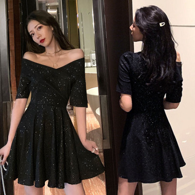 Rochie de dama stralucitoare croiala model cu maneci scurte