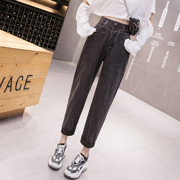 Naujo modelio pavasarinių džinsų tiesus modelis aukštu juosmeniu