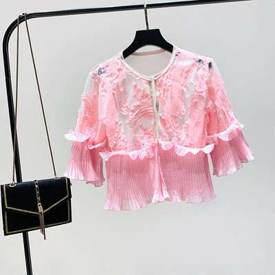 Új modell női sifon blúz 3/4 lótusz ujjal