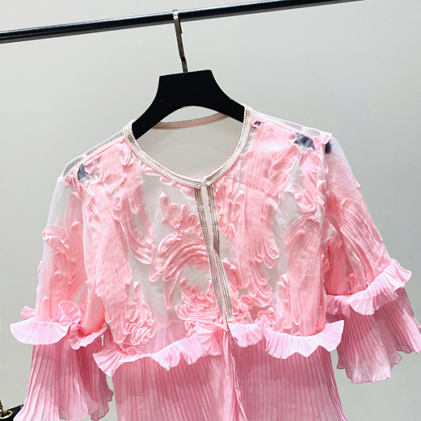 Új modell női sifon blúz 3/4 lótusz ujjal