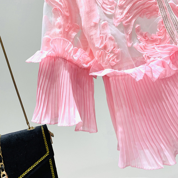 Új modell női sifon blúz 3/4 lótusz ujjal