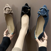 Sieviešu ikdienas apavi no eko zamšādas ar plakanu zoli smailu modeli