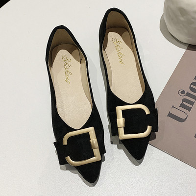 Sieviešu ikdienas apavi no eko zamšādas ar plakanu zoli smailu modeli