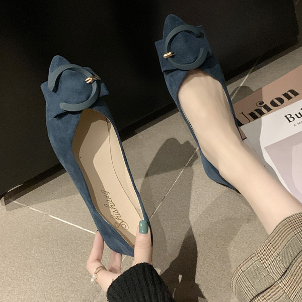 Sieviešu ikdienas apavi no eko zamšādas ar plakanu zoli smailu modeli