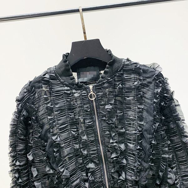 Jauna modeļa sieviešu īsā jaka ar garām piedurknēm un rāvējslēdzēju