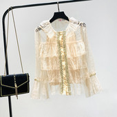 Modern női tüll ing lótusz ujjakkal és flitterekkel