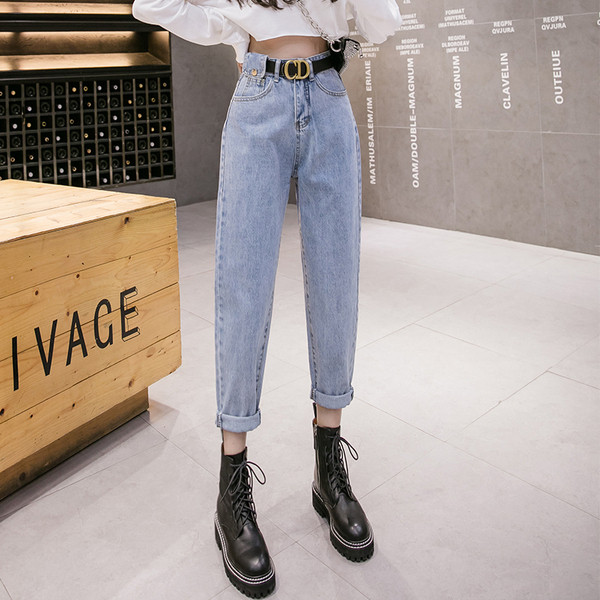 Ikdienas sieviešu džinsi ar augstu vidukli un kabatām