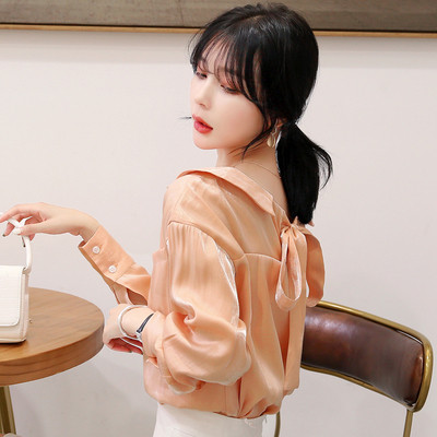 Casual γυναικείο πουκάμισο με κορδέλα και κουμπιά