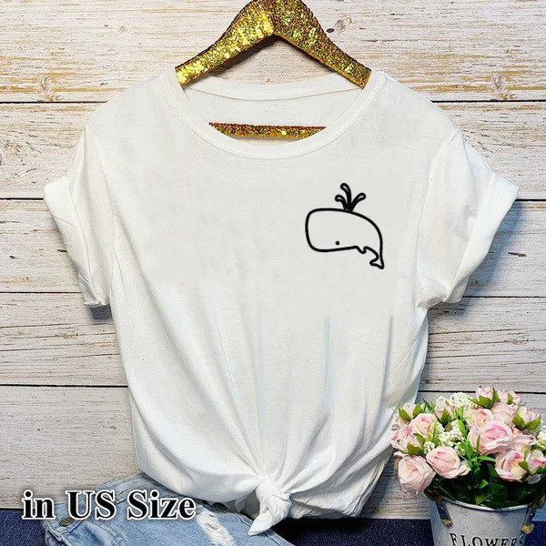 Sieviešu balts T-krekls ar īsām piedurknēm un aplikāciju - izmērs līdz 4XL