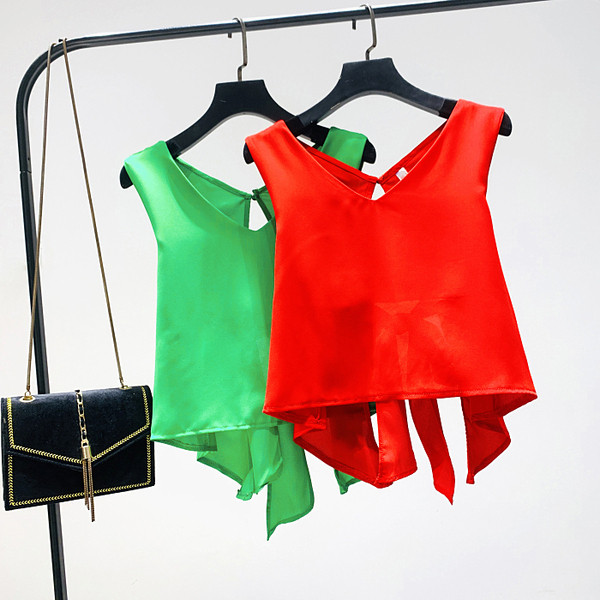 Maiou de damă model nou cu spatele gol și panglică