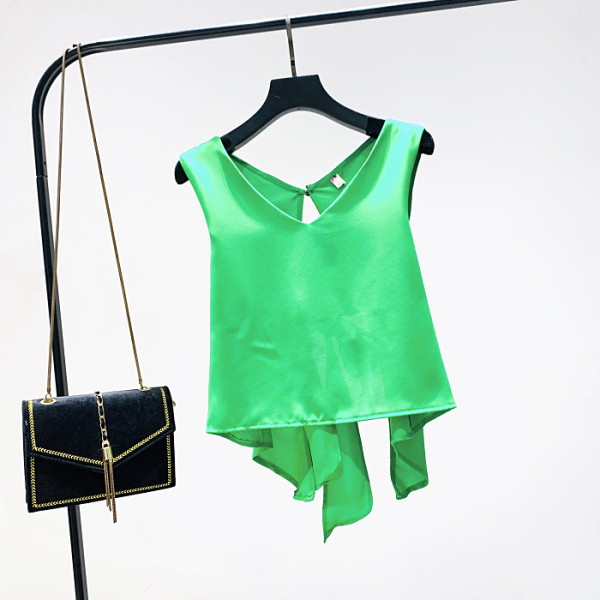 Maiou de damă model nou cu spatele gol și panglică