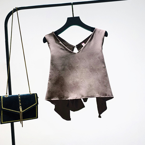 Maiou de damă model nou cu spatele gol și panglică