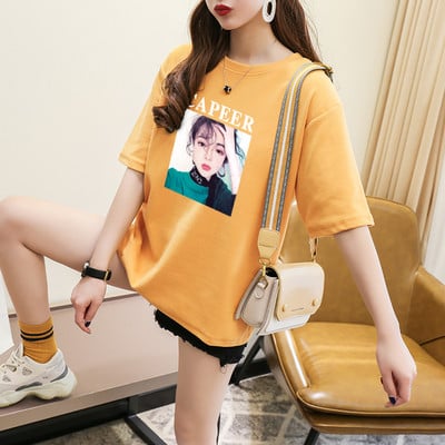 Καθημερινή γυναικεία μπλούζα με κοντό μανίκι και έγχρωμη εκτύπωση