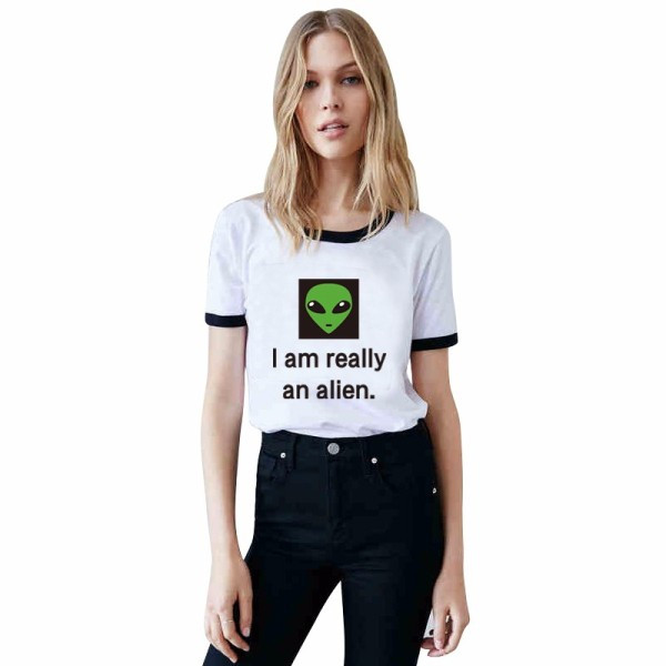 Moteriški baltos spalvos marškinėliai su aplikacijomis ir užrašu