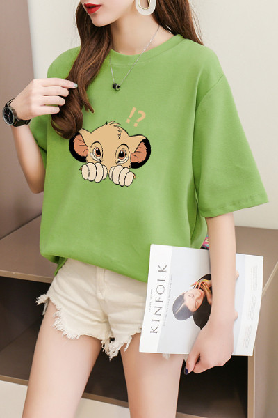 Jauna modeļa sieviešu t-krekls ar apdruku un īsām piedurknēm