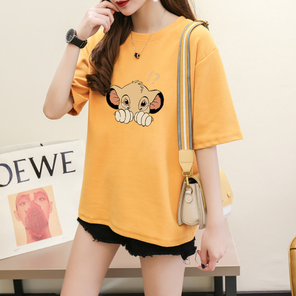 Jauna modeļa sieviešu t-krekls ar apdruku un īsām piedurknēm