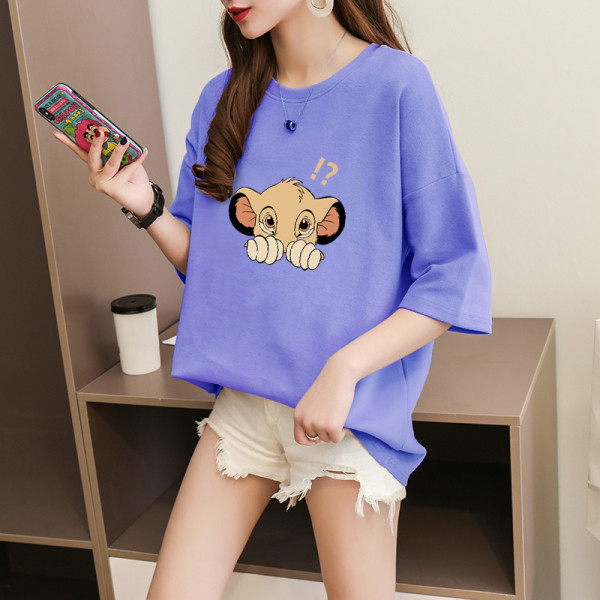 Jauna modeļa sieviešu t-krekls ar apdruku un īsām piedurknēm