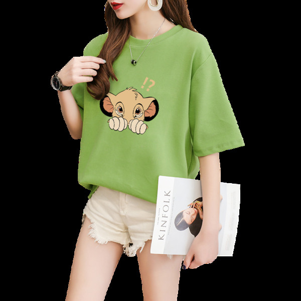 Jauna modeļa sieviešu t-krekls ar apdruku un īsām piedurknēm