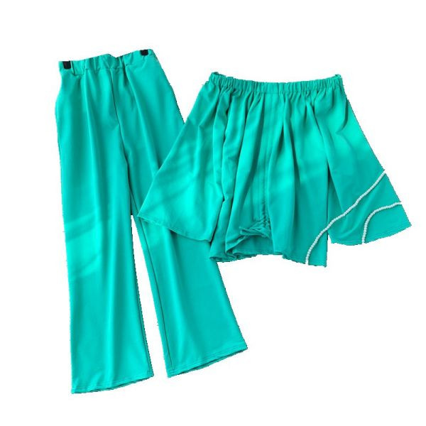 Pavasara sieviešu komplekts no divām daļām ar laivas kakla izgriezumu