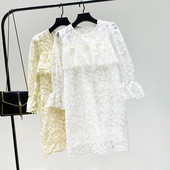 Νέο μοντέλο γυναικείο φόρεμα δαντελλών με 3/4 Lotus μανίκια και οβάλ λαιμόκοψη