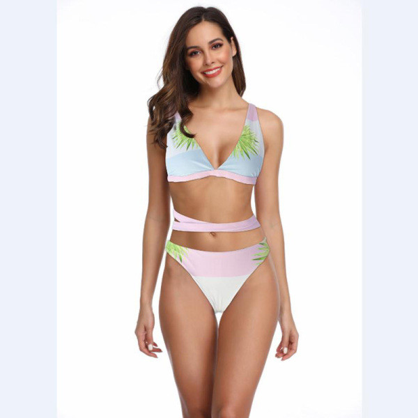 Γυναικείο μαγιό μπικίνι με σταυρωμένους δεσμούς στη πλάτη