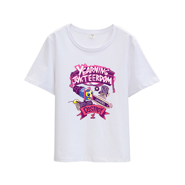 Sieviešu T-krekls ar īsām piedurknēm un krāsainu aplikāciju - plats modelis