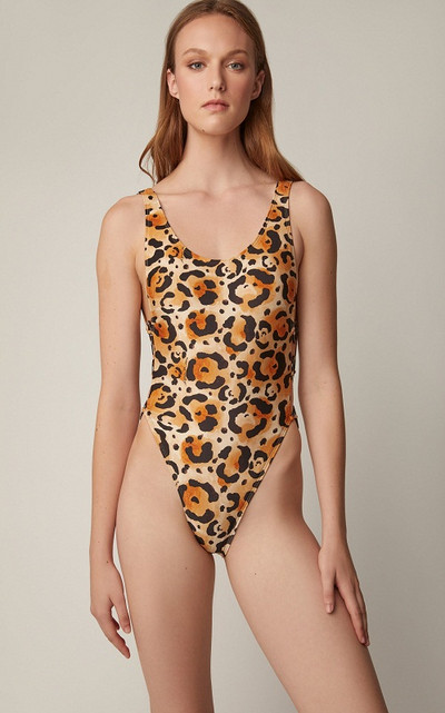 Full swimsuit with bare back and animal pattern