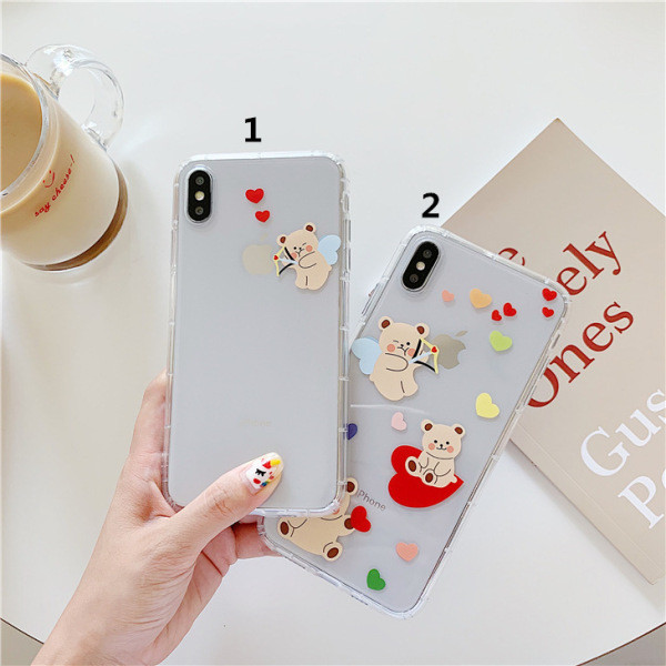 Läbipaistev kaisukarudega silikoonümbris iPhone XS-ile - kaks mudelit