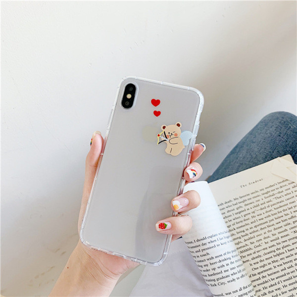 Läbipaistev kaisukarudega silikoonümbris iPhone XS-ile - kaks mudelit