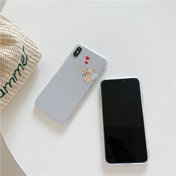 Läbipaistev kaisukarudega silikoonümbris iPhone XS-ile - kaks mudelit