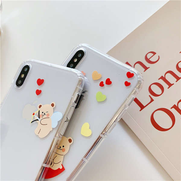 Läbipaistev kaisukarudega silikoonümbris iPhone XS-ile - kaks mudelit