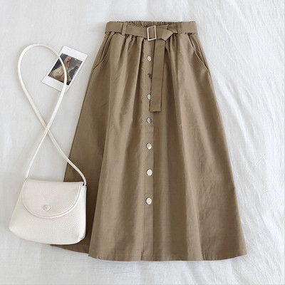 Ikdienas sieviešu svārki ar pogām un jostiņu