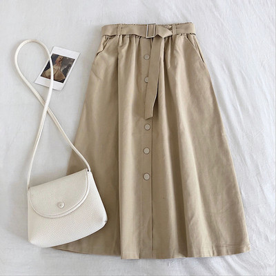 Ikdienas sieviešu svārki ar pogām un jostiņu