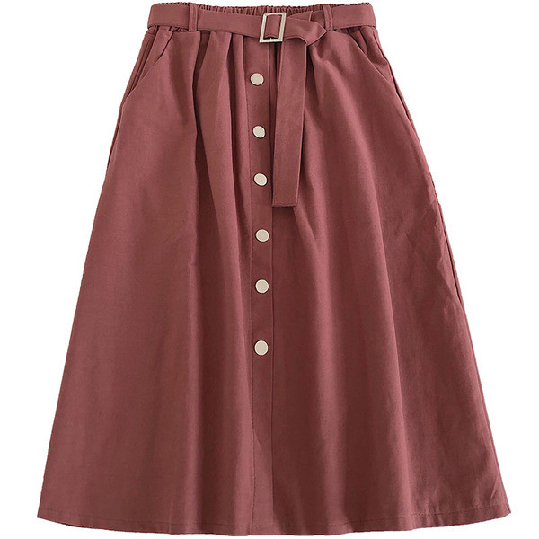Ikdienas sieviešu svārki ar pogām un jostiņu