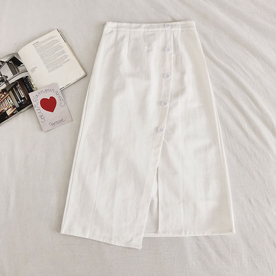 Καθημερινή γυναικεία φούστα με κουμπιά και ψηλή μέση