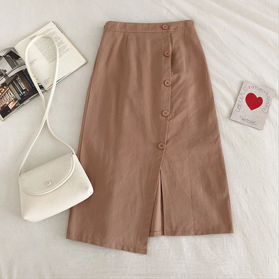 Καθημερινή γυναικεία φούστα με κουμπιά και ψηλή μέση